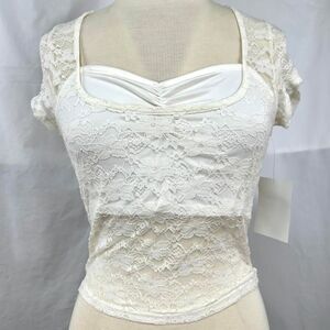 REBELLIOUS DREAMER NWT White Lace Layered Camisole Top Womens‎ M Coquette Y2K
